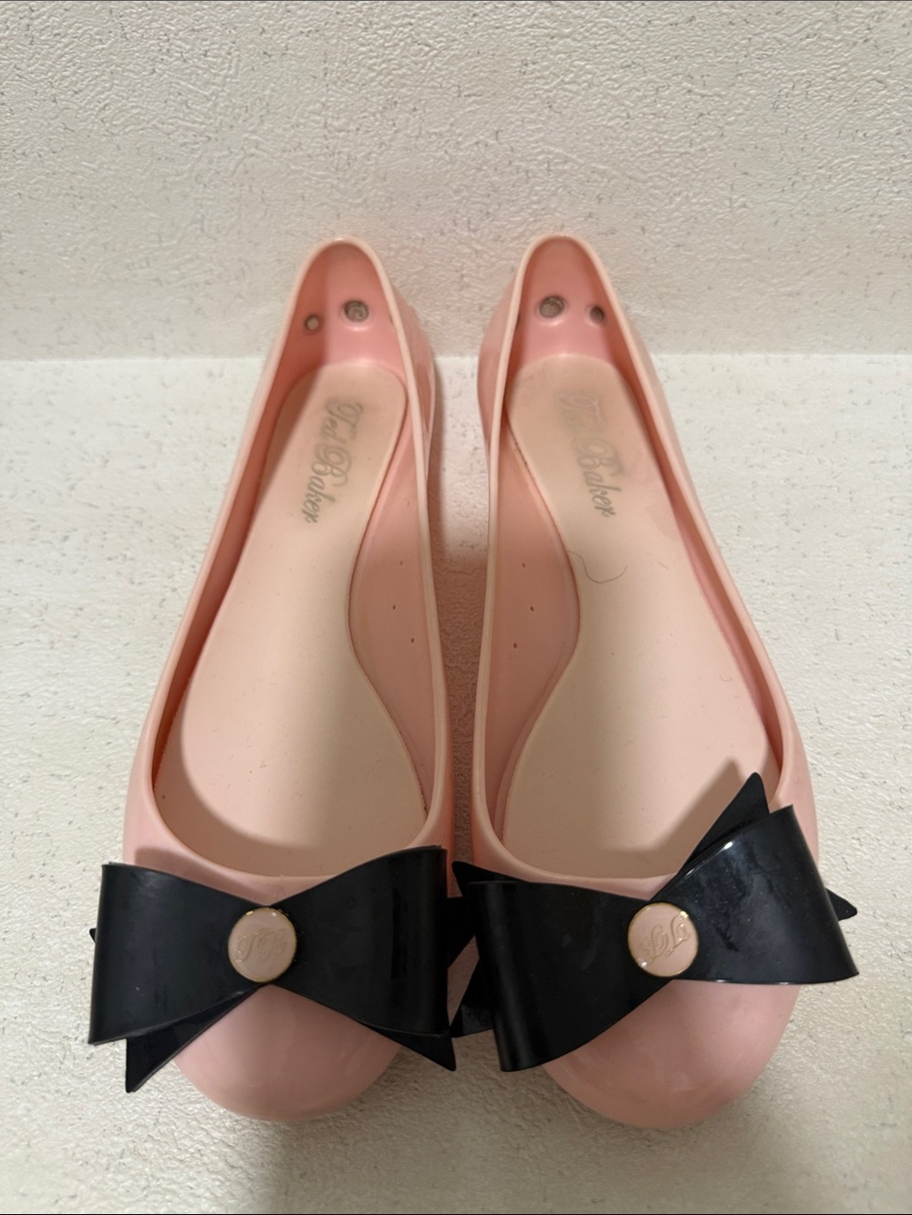 Ted Baker Pink Jelly Ballet Flats with Black Bow